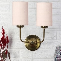 Devansh Metal Electric Wall Light in Gold Colour with White Shade Count of 2 Lights