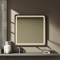 Modern Square Wall LED Mirror with Anodized Aluminum Frame Rose Gold Matte Black Brushed Silver