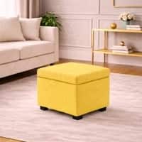 Doe Buck Hutcheson Upholstered Storage Ottoman Cube in Yellow Colour