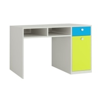 Alana Study Desk with Cabinet Drawer and Shelf in Azure Blue Lime Yellow Colour