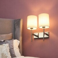 Eliante Cloth Shade Wall Lights Mild Steel & Glass Material Chrome & White Finish