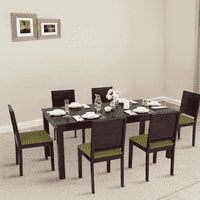 Arabia Xl Storage- Oribi 6 Seater Dining Table Set (Colour- Avocado Green , Finish- Mahogany)