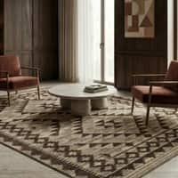 Jaipur Rugs Soft Tribal Wool 5x8 Feet Natural Grey And Cola Dhurrie Carpet