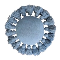 Handwoven Fluffy Tasseled Aqua Cushion Cover