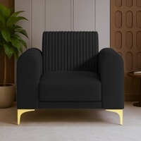 Veniza Velvet 1 Seater Sofa In Black Colour