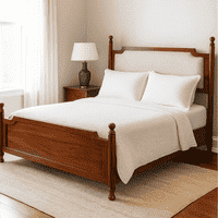 Camille Solid Wood Box Storage Queen Bed in Provincial Teak Finish with Grey Colour