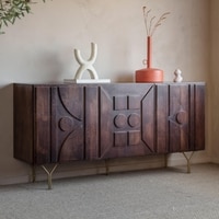 Cindy Solid Mango Wood Sideboard with 3 Door in Provincial teak Finish