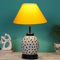 Kayleigh Yellow cotton Glass Table lamp with Iron Base