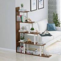 Wolabey Engineered Wood Ladder Style Bookshelf in Brown Maple & White
