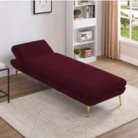 Nicco Velvet Chaise Lounger in Red Wine Color