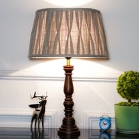 Hatton hand crafted Solid wood walnut finish table lamp With Natural Cotton Shade