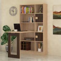 Aura Folding Study Desk cum Large Bookshelf in Canadian Maple Coffee Walnut Colour