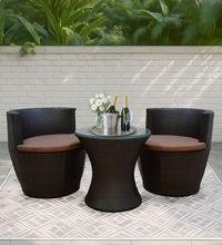 Burnie Wicker Table And Chair Set In Brown Dual Tone Finish