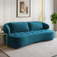 Henry Velvet 3 Seater Sofa T Blue Color
