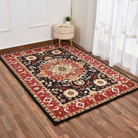 Presto Black Traditional Hand Tufted Wool Carpet 6X9 Feet