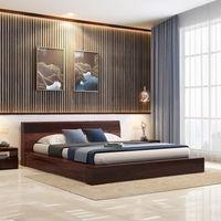 Duetto Solid Wood King Size Bed In Two Tone Finish
