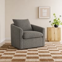 Oxford Boucle Fabric Lounge Chair in Grey Colour