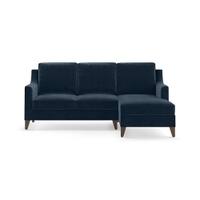 Abbey Sectional Sofa (Colour : Sea Port Blue Velvet, Cushion : Soft, Seater : Right Aligned 2 Seater + Right Aligned Chaise)