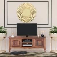 Adam Solid Wood Free Standing TV Unit in Teak Finish