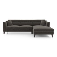 Lewis Sectional Sofa (Colour : Smoke Grey, Cushion : Hard, Seater : Right Aligned 3 Seater + Right Aligned Chaise)