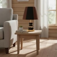 ELARE Jute Shade Table Lamp, Night Lamp with Wood Base