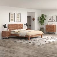 Metric Solid Wood King Non Storage Bed in Brown Colour