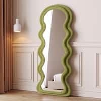 The Artment Green Ripple Edge Unbreakable Floor Mirror For Home (160 X 60 CM)