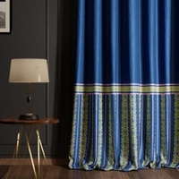 Stoa Paris Satin Curtain for Door, 70% Blackout Curtains, Set of 1, Versailles - Blue Monarch with Back Lining