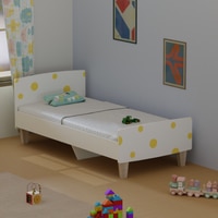 Minimalist Kids Single Bed in White and Yellow