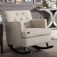 Duwan Solid Wood Rocking Chair in Light Beige Colour