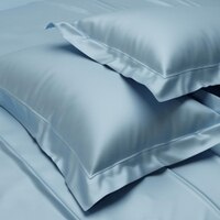 Stoa Paris Satin Pillow Covers,  Premium Plain Pillow Cover Set of 2, 68L x 45W cms - Dreamy Blue