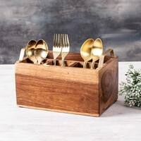 Inseparables Teak Wood Spoon Stand Gold