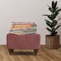 Lucian Solid Wood  Ottomon in  Pink Colour