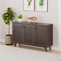 BLUEWUD Carlem Engineered Wood 3 Doors Shoe Rack Cabinet Slipper Footwear Stand Organizer with Drawer can Store Up to 16 Pairs for Hall Living Room Home Furniture (Wenge)