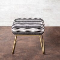 Bohemian Jacquard Metallic Stool in Black & White Color Set of 2