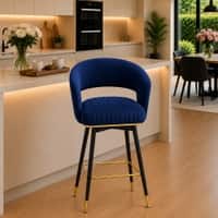 Doe Buck Mixoy Velvet Bar Stool in Emerald Blue Colour with Gold Accents