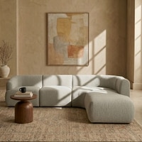 Zenliving Wood Left Aligned 3-Seater With Upholstery Non Storage Sofa In White Colour