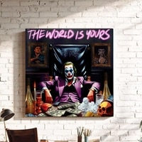 Motivational Joker Canvas Wall Painting Power Theme Decor 22x22 Inch