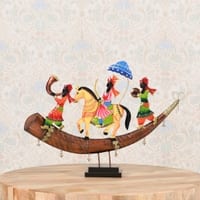 Desert Art Metal Handpainted Royal Baarat Bhopu Momento Showpiece