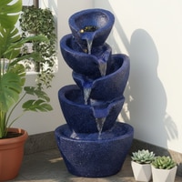 Blue 5 Stacked Pot Indoor Water Fountain