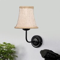 Devansh Black Wall Mounted Lamp With Beige Jute Shade
