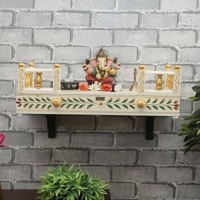 D'Dass White Mdf and Sheesham Wooden Temple For Pooja