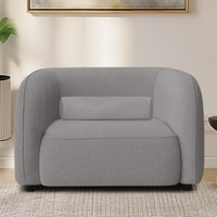 Zenol Boucle Fabric 1 Seater Sofa In Grey