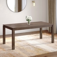 Atlas Solid Wood 6 Seater Storage Dining Table In Danish Walnut Finish