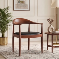 Dara Solid Wood Dining Chair in Honey Finish & Black Leatherette Colour