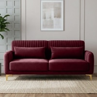 Monly Velvet 3 Seater Sofa Maroon Color