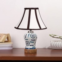 Devansh Multi Cotton Shade Lamp With Wood & Mosaic Glass Base For Decoration/Office/Home/Gifting/Study For Decoration/Office/Home/Gifting/Study