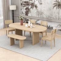 Austin Oval Lightwood 6 Seater Dining Table Set