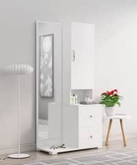 Hexa Red Wooden Dressing Table in Frosty White Colour