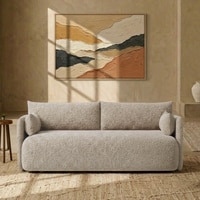 Cozychic Wood 3 Seater With Upholstery Non Storage Sofa In Beige Colour